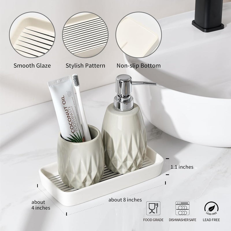 Pottify Bathroom Vanity Tray for Countertop,2PC Rectangle Striped Tray,Decorative Bathroom Organizer for Scrubber, Lotion Bottles, Perfume, Jewelry, Candle, Key Trinket Ring(Small,White) - Image 2